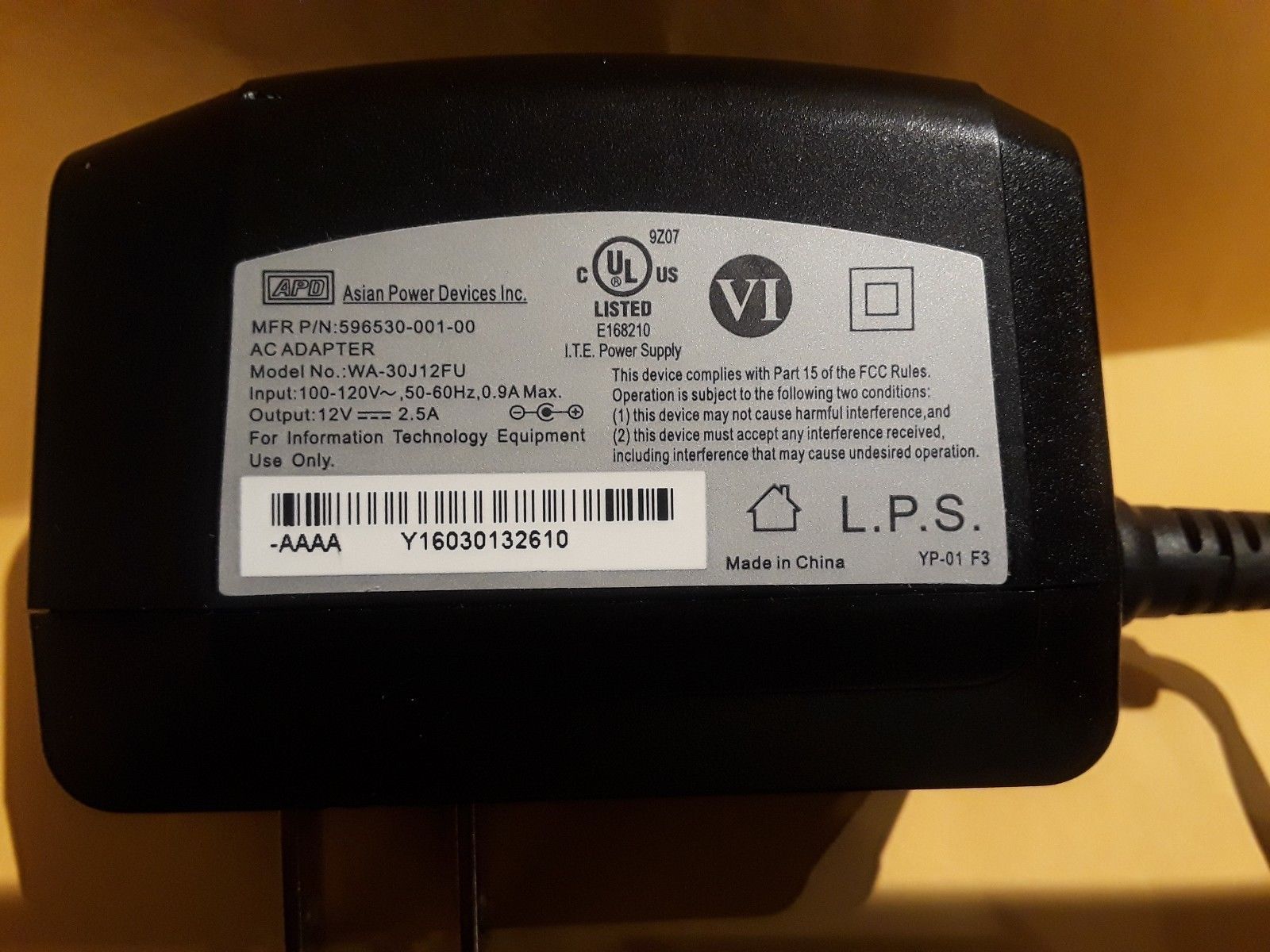 NEW 12V 2.5A APD WA-30J12FU 596530-001-00 AC Adapter for Netgear AC1750 AC1600 AC130 power supply - Click Image to Close